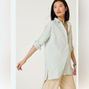 Anthropologie long line oversized  button front shirt